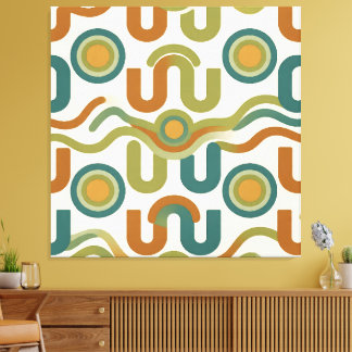 Mid-Century Retro Geometric Atomic Pattern Canvas Print