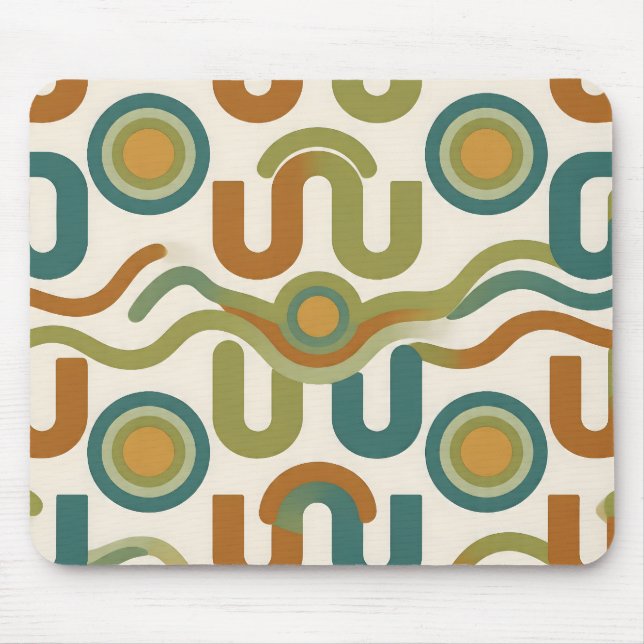 Mid-Century Retro Geometric Atomic Pattern Mouse Mat (Front)