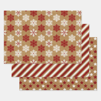 Mid-Century Retro Kraft Paper Christmas Trio