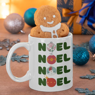 Mid-century Retro Noel Ornament Design Christmas Mug