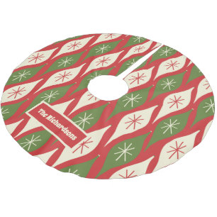Mid-Century Retro Ornaments Pattern Personalised Brushed Polyester Tree Skirt