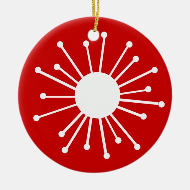 Mid Century Retro Starburst Ceramic Tree Decoration (Front)