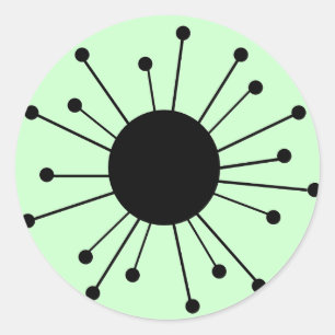 Mid Century Retro Starburst Classic Round Sticker