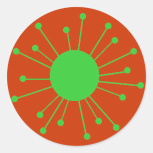 Mid Century Retro Starburst Classic Round Sticker