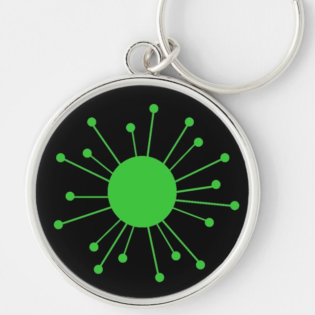 Mid Century Retro Starburst Key Ring (Front)
