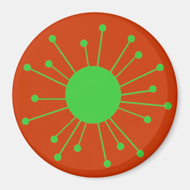 Mid Century Retro Starburst Magnet (Front)