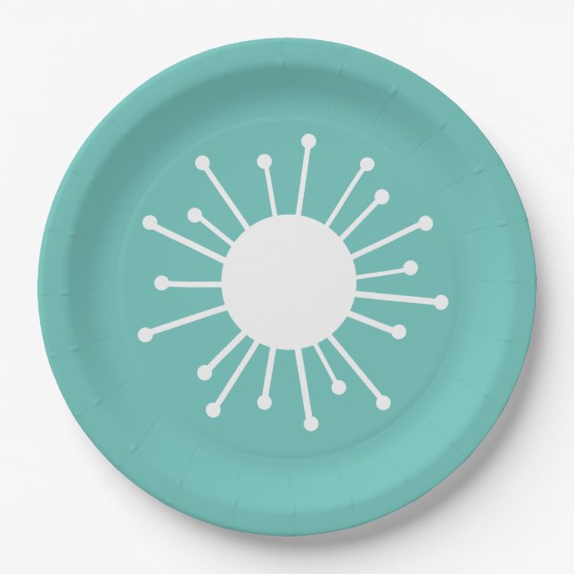 Mid Century Retro Starburst Paper Plate (Front)
