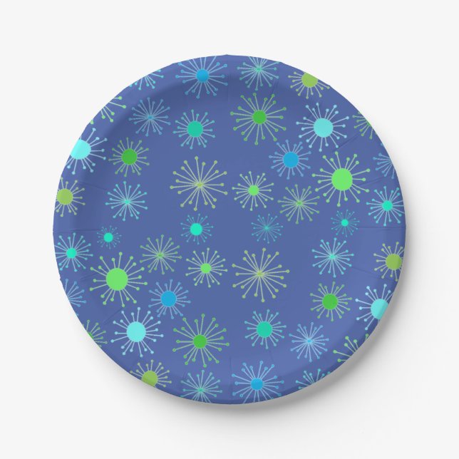 Mid Century Retro Starburst Paper Plate (Front)