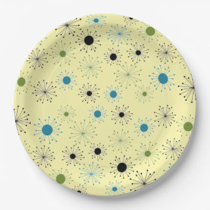 Mid Century Retro Starburst Paper Plate
