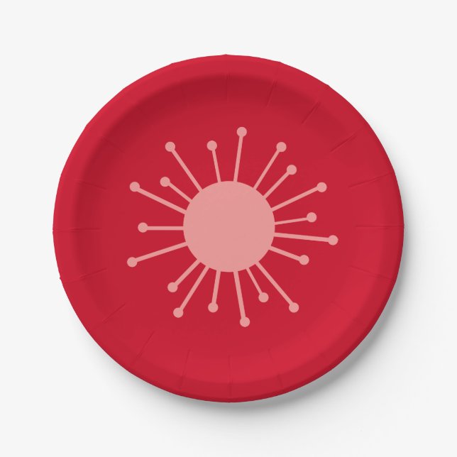 Mid Century Retro Starburst Paper Plate (Front)