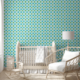 Mid Century Retro Starbursts in Green and Teal Wallpaper