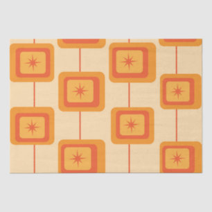 Mid Century Retro Starbursts on Abstract Squares  Tissue Paper