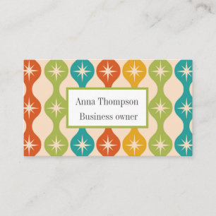 Mid Century Retro Starbursts on ogee Custom  Business Card