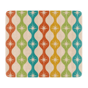 Mid Century Retro Starbursts on ogee pattern Cutting Board