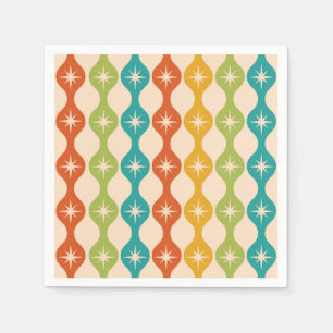 Mid Century Retro Starbursts on ogee pattern Napkin