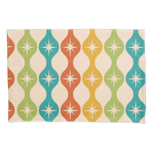 Mid Century Retro Starbursts on ogee pattern Pillowcase