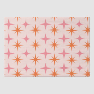Mid Century Retro Starbursts Pattern Pink Orange Tissue Paper