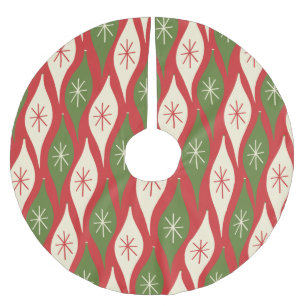 Mid-Century Retro Vintage Christmas Ornaments Brushed Polyester Tree Skirt