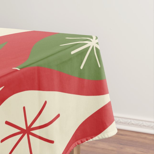 Mid-Century Retro Vintage Christmas Ornaments Tablecloth (In Situ)