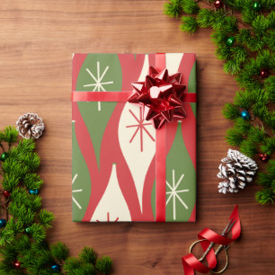 Mid-Century Retro Vintage Christmas Ornaments Wrap Wrapping Paper