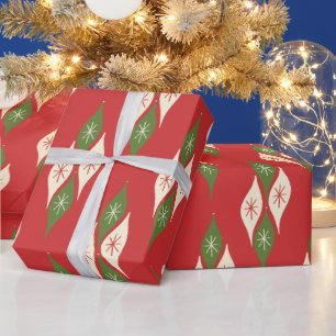 Mid Century Retro Vintage Christmas Ornaments Wrapping Paper