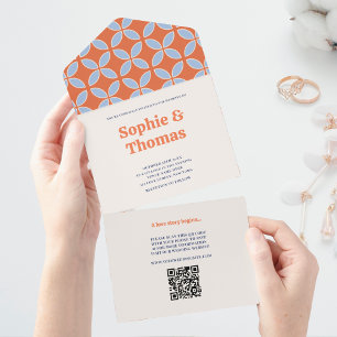 Mid Century Retro Wedding All In One Invitation