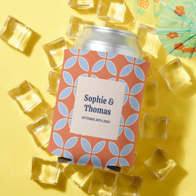 Mid Century Retro Wedding Can Cooler (In Situ Summer)