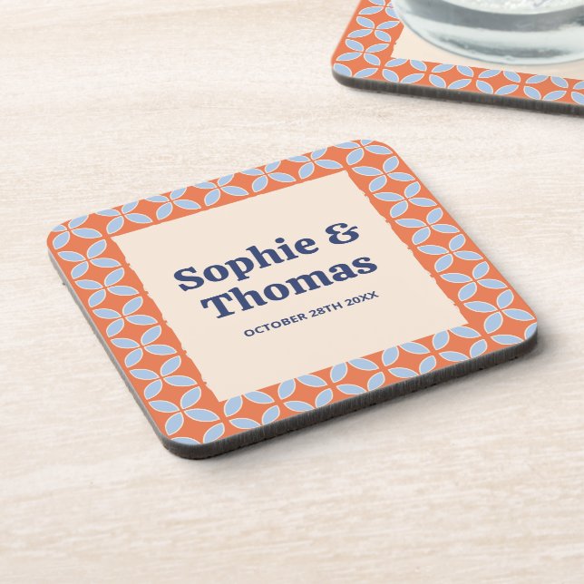 Mid Century Retro Wedding Coaster (Left Side)