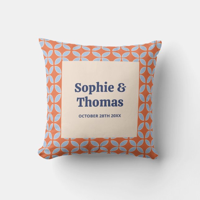 Mid Century Retro Wedding Cushion (Front)