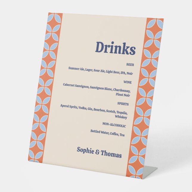 Mid Century Retro Wedding Pedestal Sign (Front)