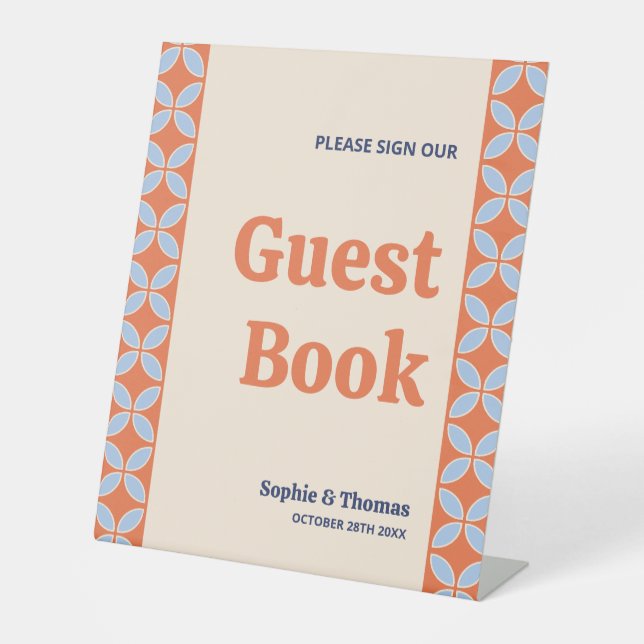 Mid Century Retro Wedding Pedestal Sign (Front)