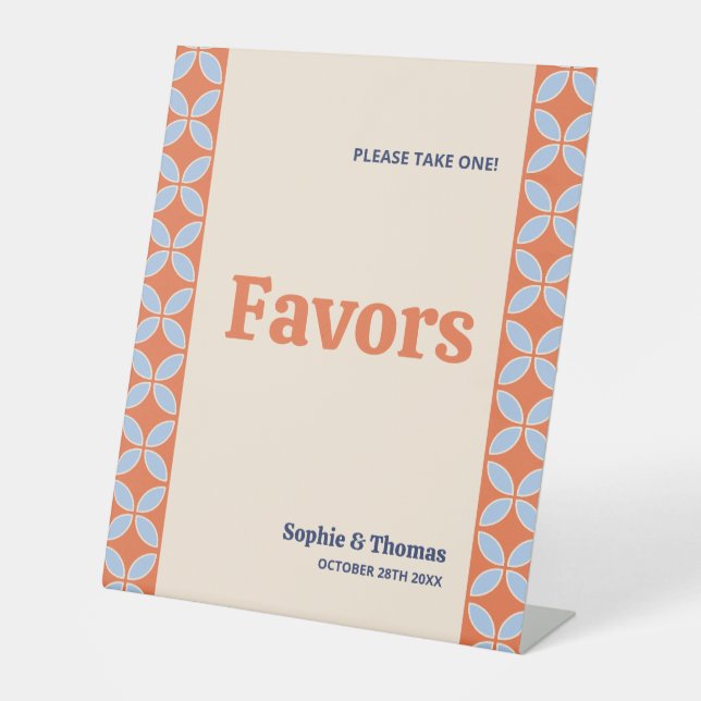 Mid Century Retro Wedding Pedestal Sign (Front)