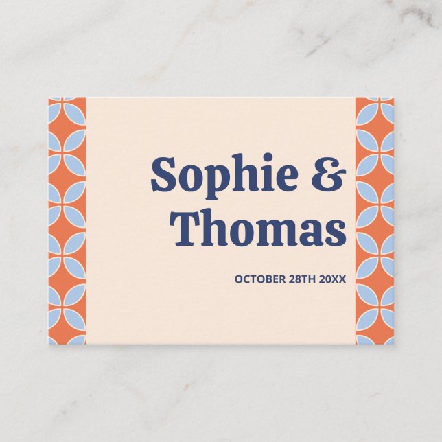 Mid Century Retro Wedding Place Card (Front)