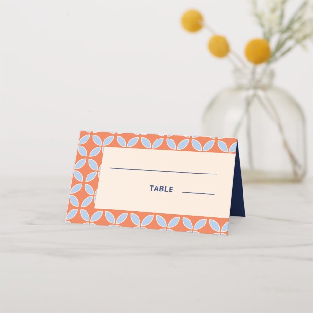 Mid Century Retro Wedding Place Card (Front)