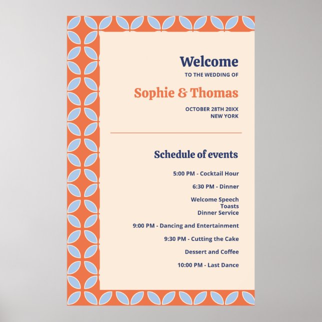 Mid Century Retro Wedding Poster (Front)