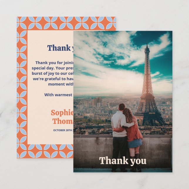 Mid Century Retro Wedding Thank You Card (Front/Back)