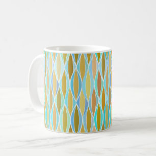 Mid-Century Ribbon Print - blues and neutrals Coffee Mug