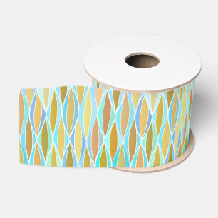 Mid-Century Ribbon Print - blues and neutrals Grosgrain Ribbon