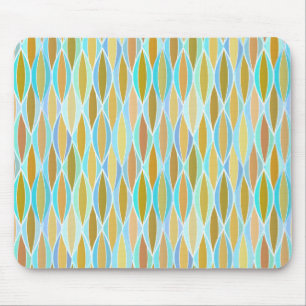 Mid-Century Ribbon Print - blues and neutrals Mouse Mat