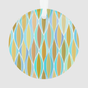 Mid-Century Ribbon Print - blues and neutrals Ornament