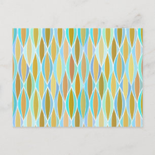 Mid-Century Ribbon Print - blues and neutrals Postcard
