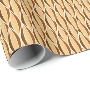 Mid-Century Ribbon Print - brown and caramel Wrapping Paper