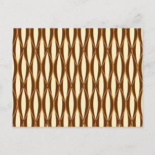 Mid-Century Ribbon Print - brown and cream Postcard