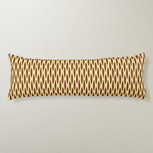 Mid-Century Ribbon Print - brown and gold Body Cushion