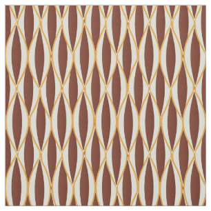Mid-Century Ribbon Print - brown and gold Fabric