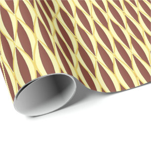 Mid-Century Ribbon Print - brown and gold Wrapping Paper