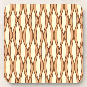 Mid-Century Ribbon Print - camel tan and cream Coaster