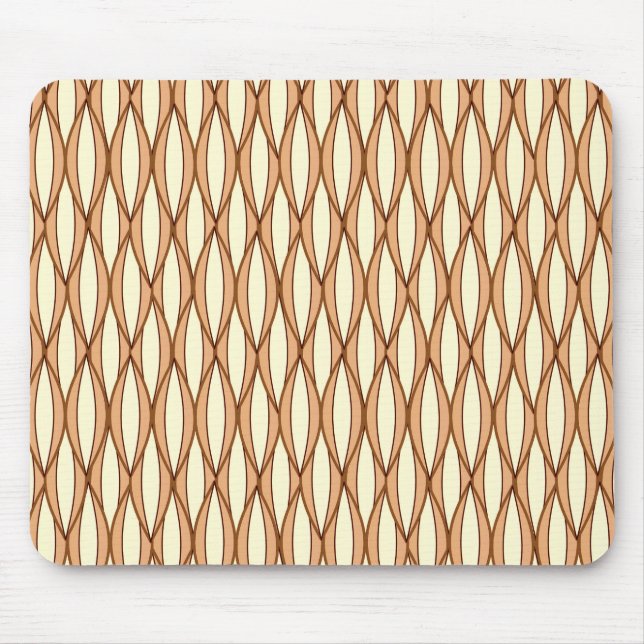 Mid-Century Ribbon Print - camel tan and cream Mouse Mat (Front)