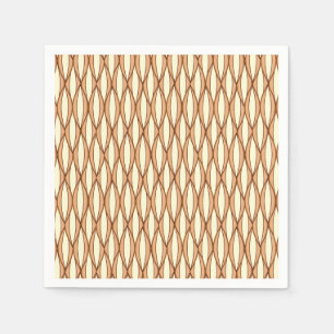 Mid-Century Ribbon Print - camel tan and cream Napkin