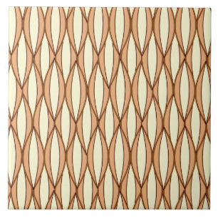 Mid-Century Ribbon Print - camel tan and cream Tile